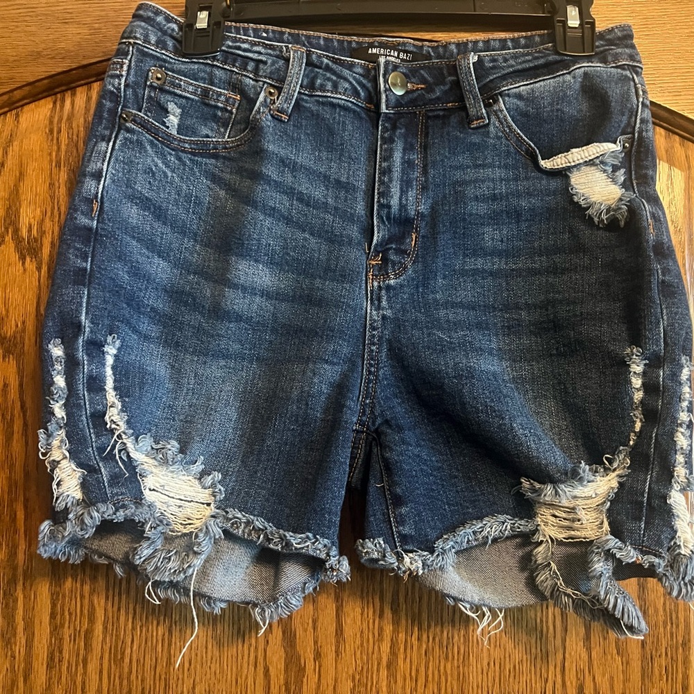 American Bazi Blue Distressed Junior Jean Shorts